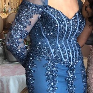 Worn 1 time. Jovani off the shoulder dress